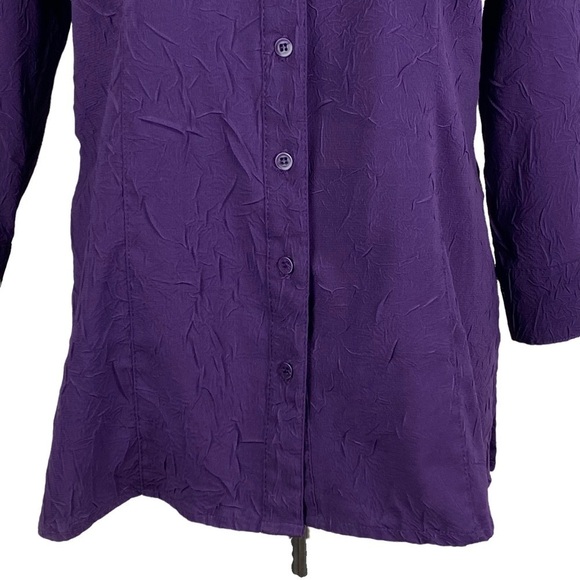 Croft & Barrow Textured Button Down Blouse Women's Small Purple Stretch - Picture 4 of 10